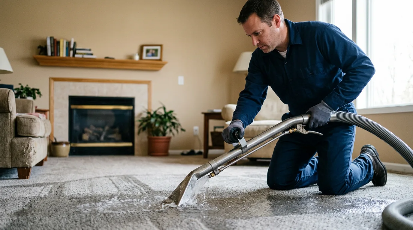 Water damage restoration technician working near Amberg, WI